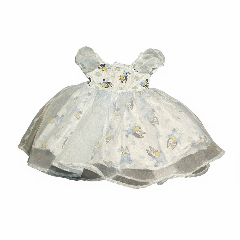 Bluey & Bingo Toddler Dress 2T Puff Sleeve Organza Party Dress